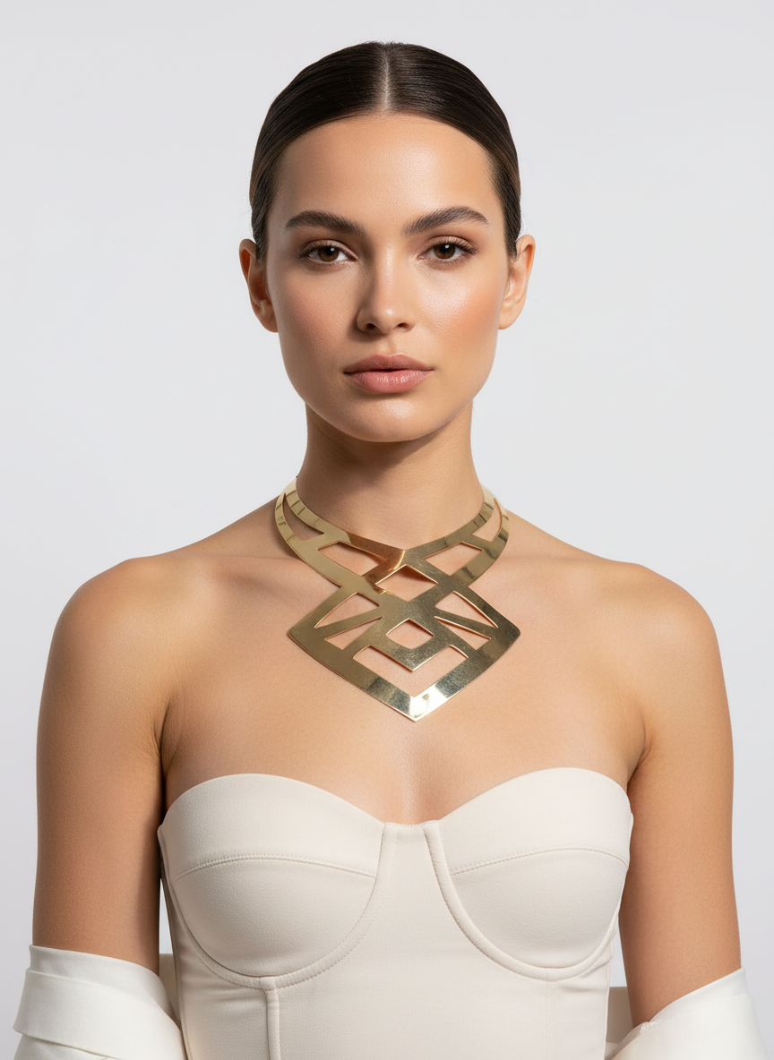 Firefly_Gemini Flash_Place the provided jewelry product from Nadine Gems on a professional female fashion 538858